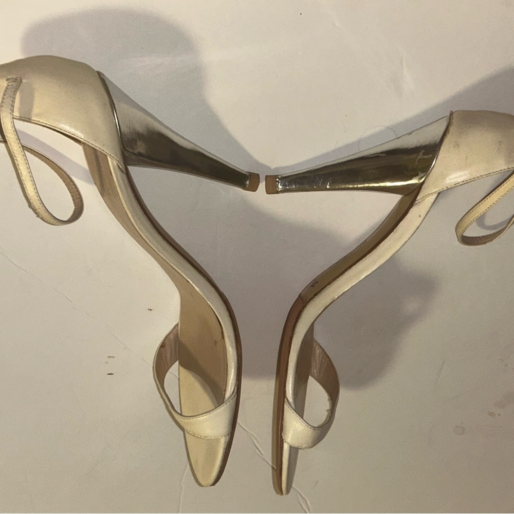 Nicholas Kirkwood  Silver and Cream Open Toe Stiletto Heels